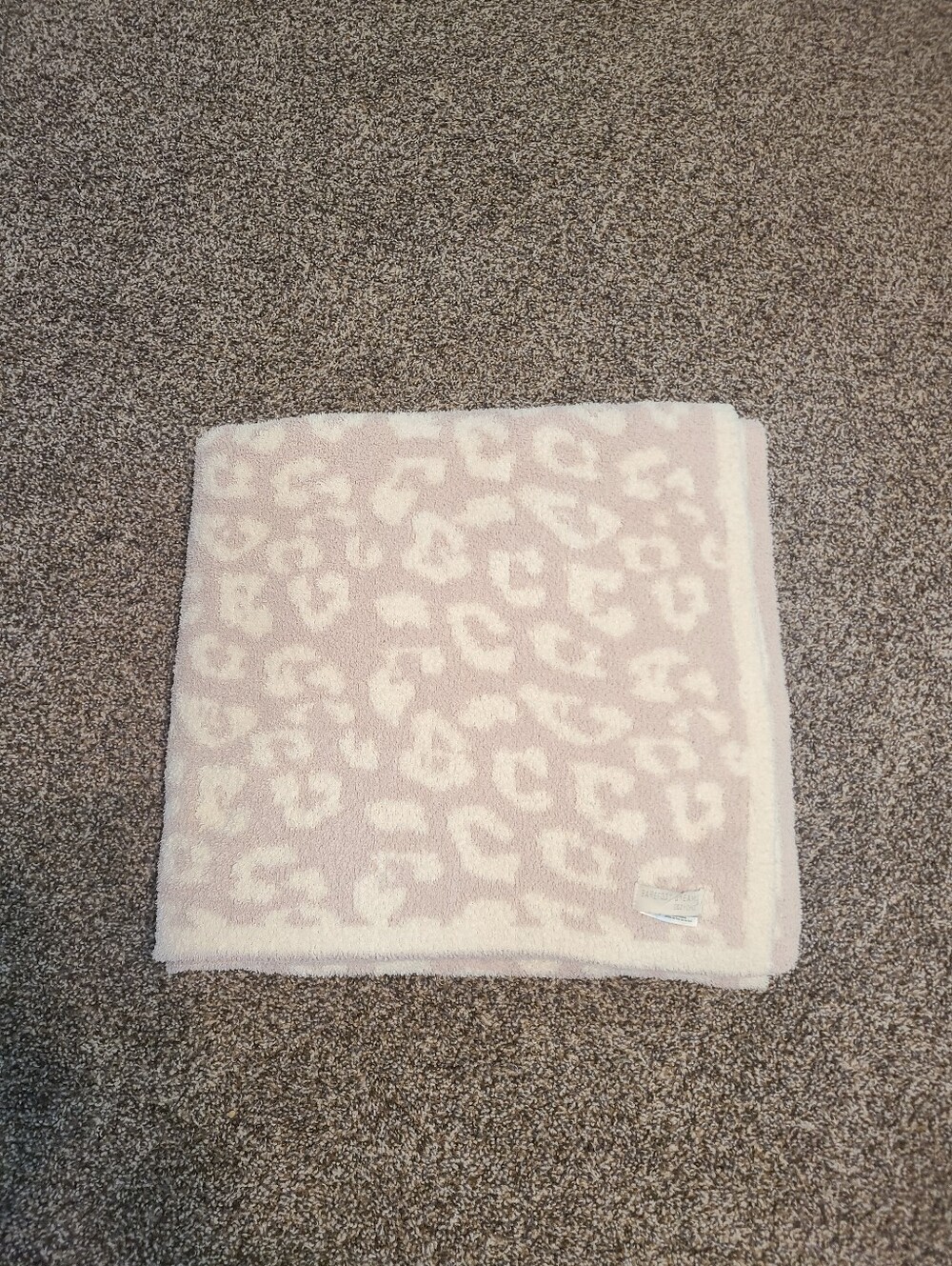 Barefoot Dreams Pink and Cream Leopard Print Throw Blanket